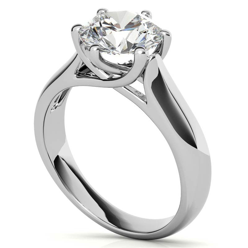 6-Prong Trellis Round Brilliant Moissanite Solitaire Ring