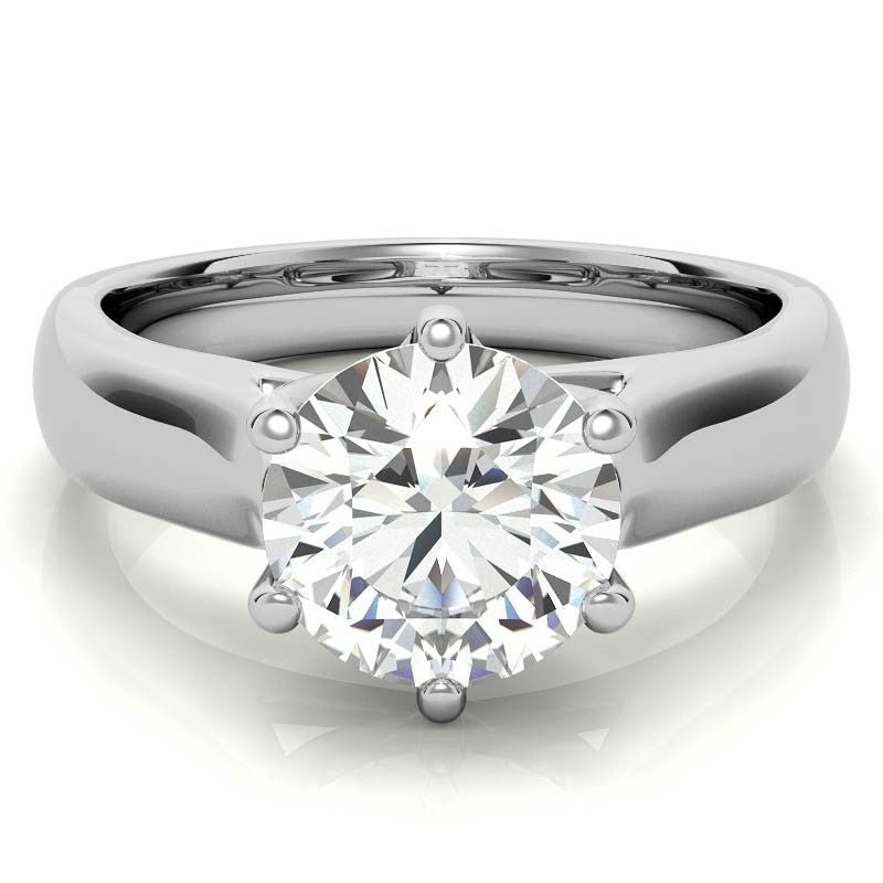 6-Prong Trellis Round Brilliant Moissanite Solitaire Ring