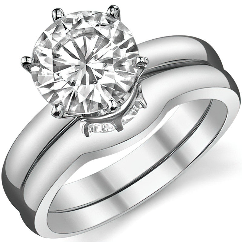 Low Set Round Brilliant Moissanite Solitaire Ring
