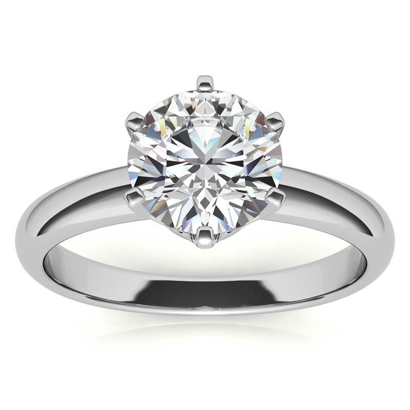 Low Set Round Brilliant Moissanite Solitaire Ring