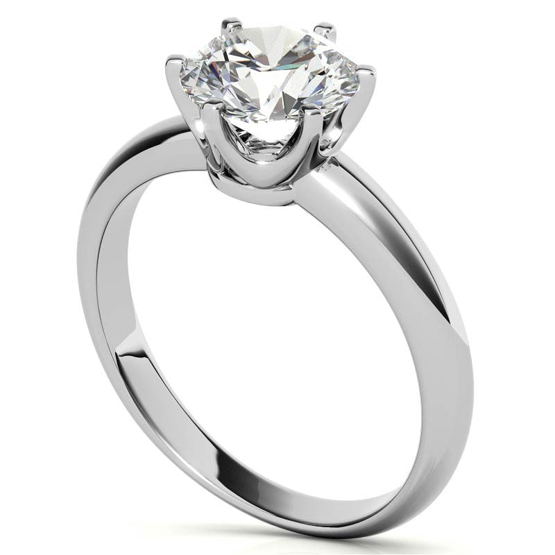 Low Set Round Brilliant Moissanite Solitaire Ring