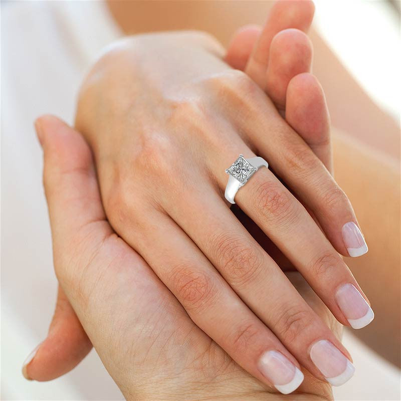 Princess cut Moissanite Trellis Solitaire Ring