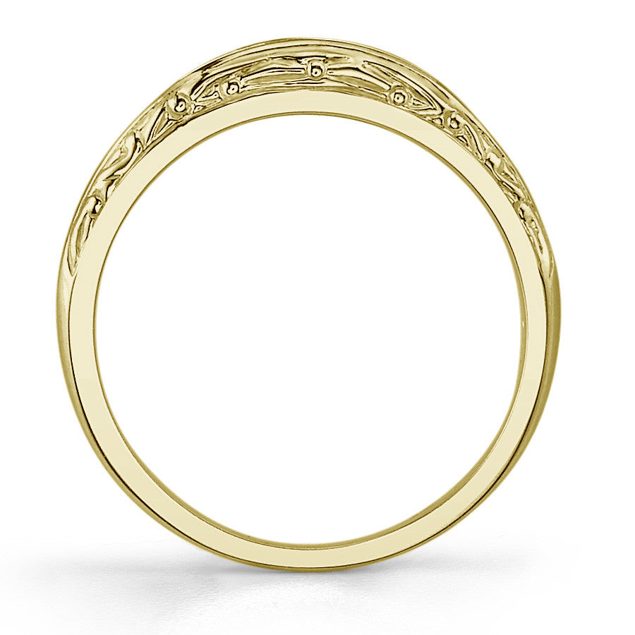 Antique Etched Moissanite Solitaire Ring