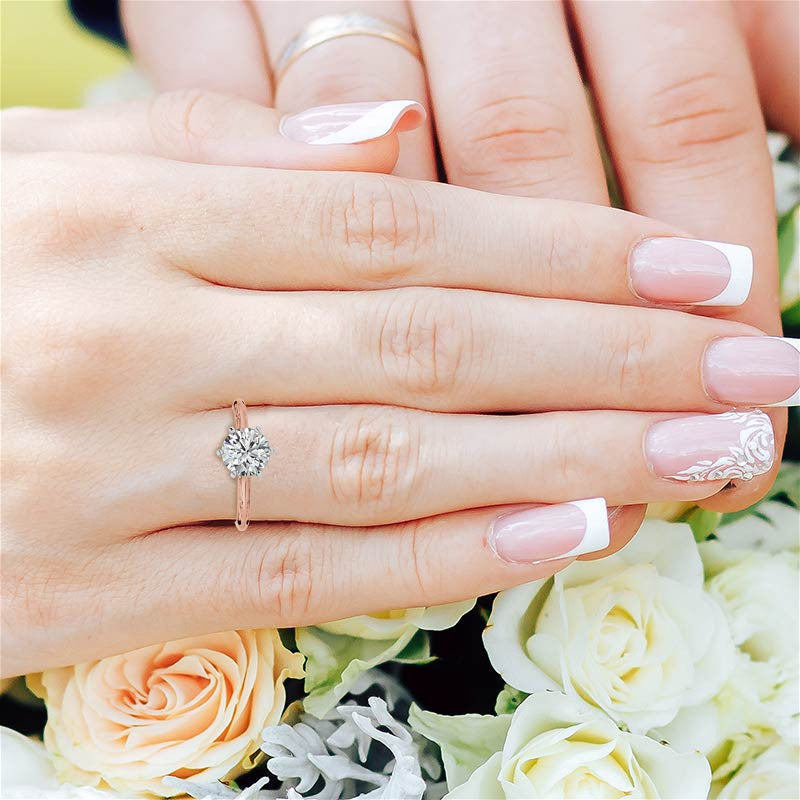 Antique Etched Moissanite Solitaire Ring