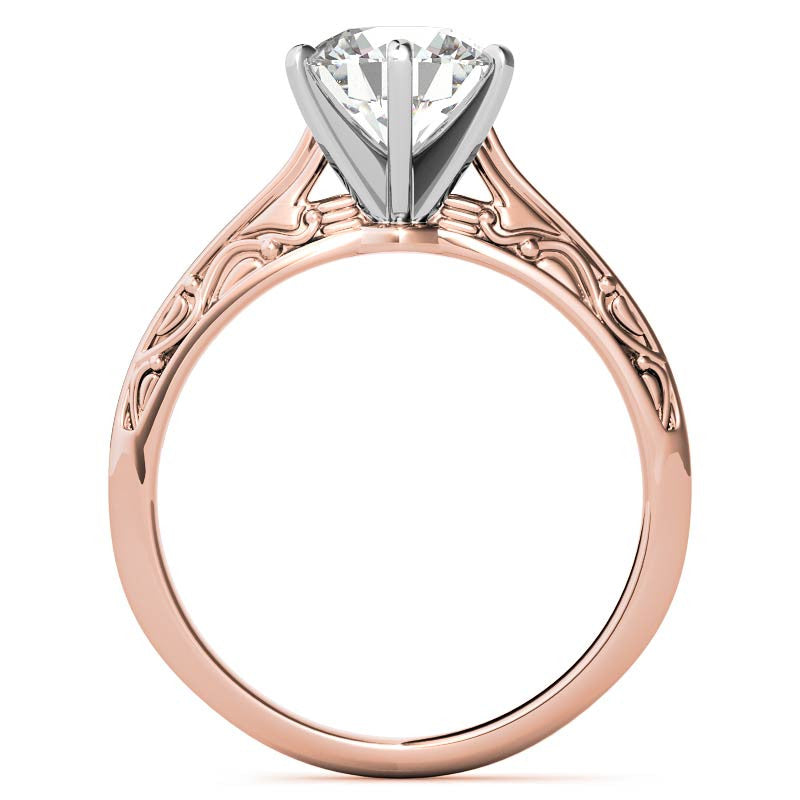Antique Etched Moissanite Solitaire Ring