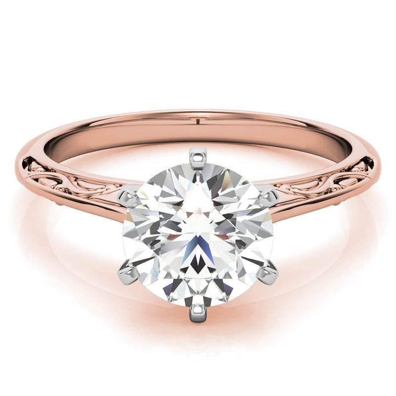 Antique Etched Moissanite Solitaire Ring