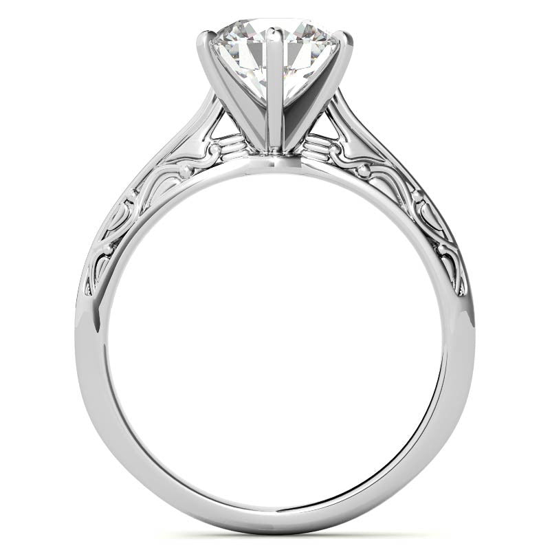 Antique Etched Moissanite Solitaire Ring