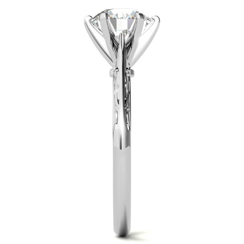 Antique Etched Moissanite Solitaire Ring