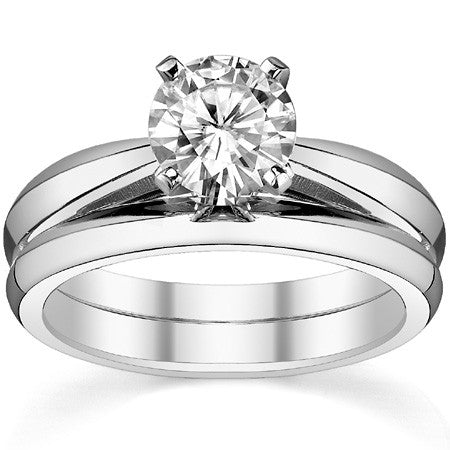 Cathedral Style Knife Edge Moissanite Solitaire Ring