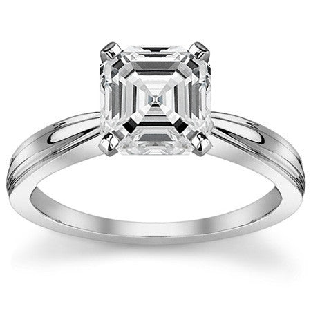 Grooved Cathedral Moissanite Solitaire Ring