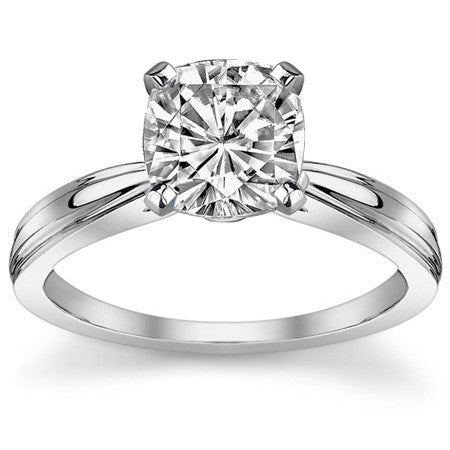 Grooved Cathedral Moissanite Solitaire Ring