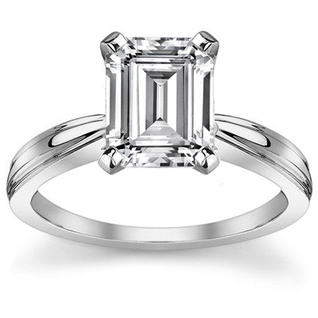 Grooved Cathedral Moissanite Solitaire Ring