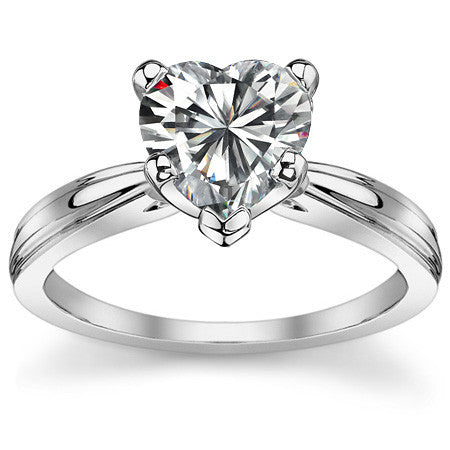 Grooved Cathedral Moissanite Solitaire Ring