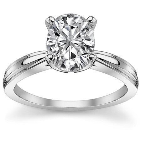Grooved Cathedral Moissanite Solitaire Ring