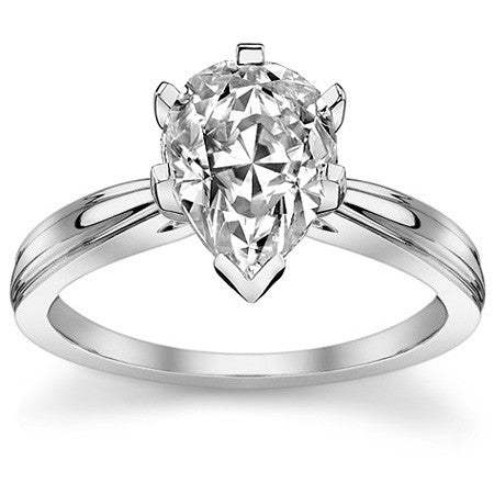 Grooved Cathedral Moissanite Solitaire Ring