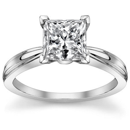 Grooved Cathedral Moissanite Solitaire Ring