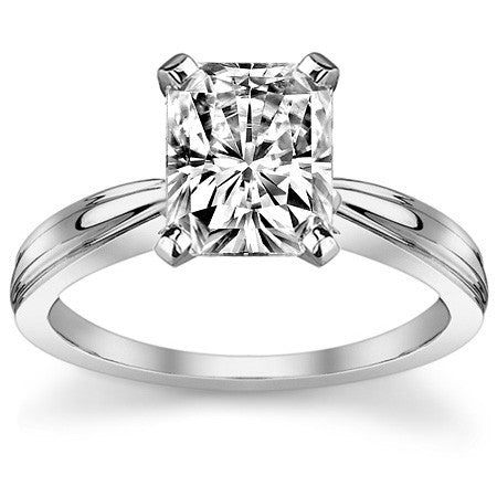 Grooved Cathedral Moissanite Solitaire Ring