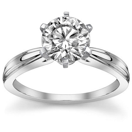 Grooved Cathedral Moissanite Solitaire Ring