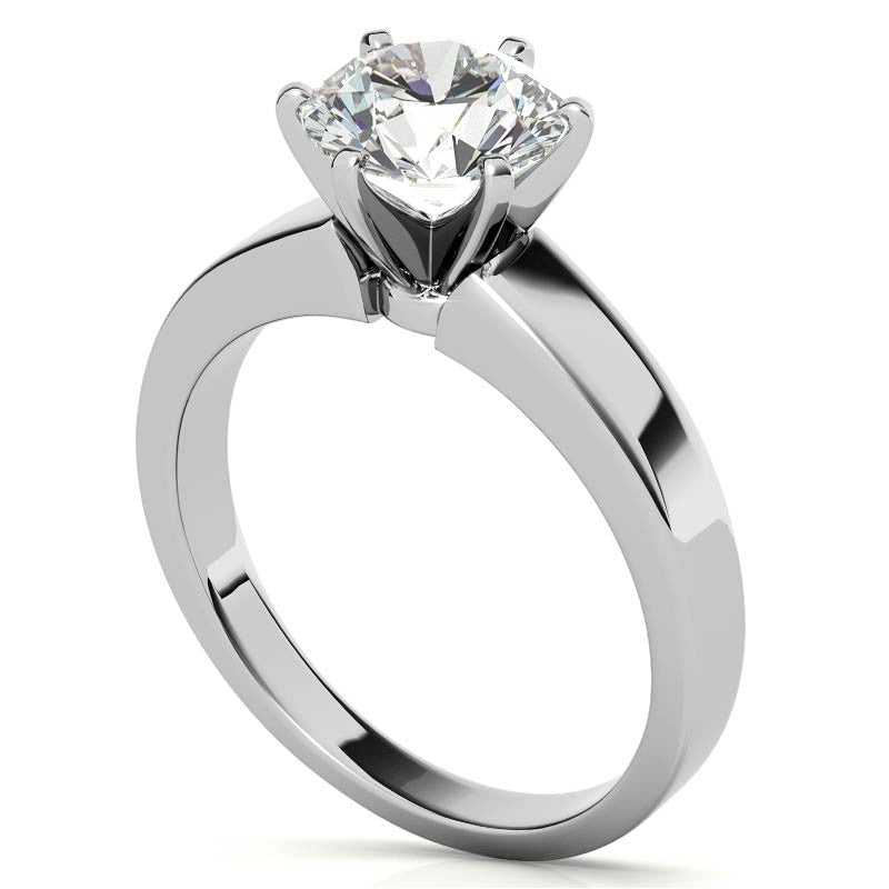 Flat Shoulder Moissanite Solitaire Ring Setting