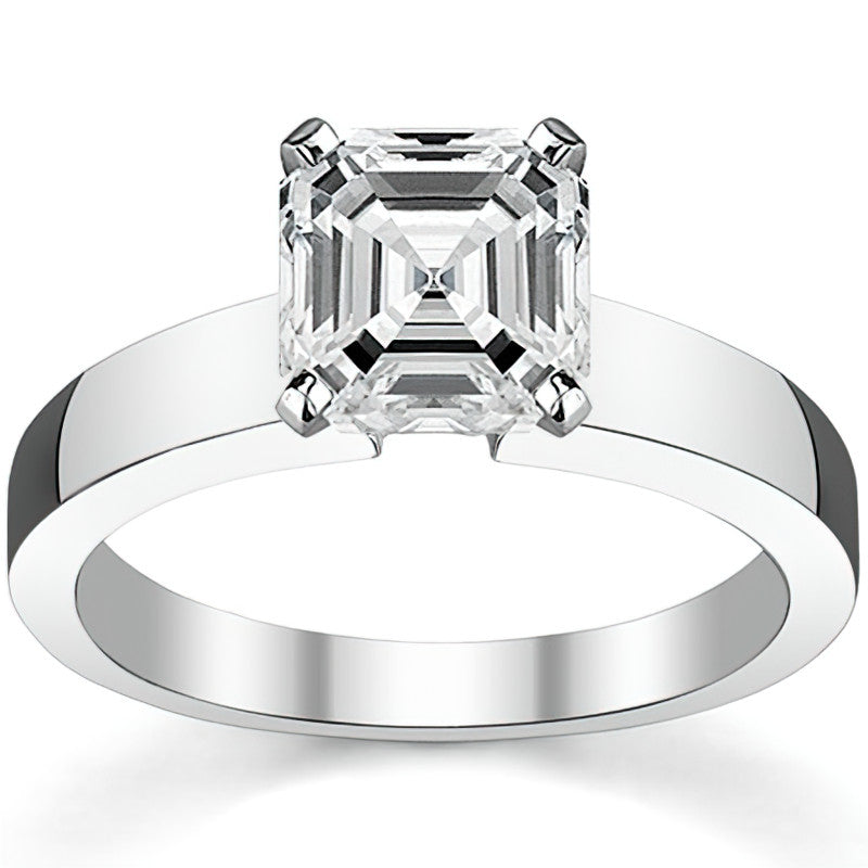 Flat Shoulder Moissanite Solitaire Ring Setting