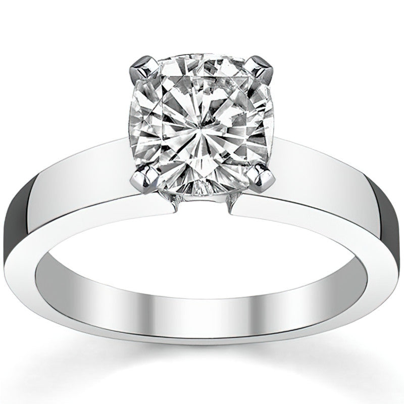 Flat Shoulder Moissanite Solitaire Ring Setting