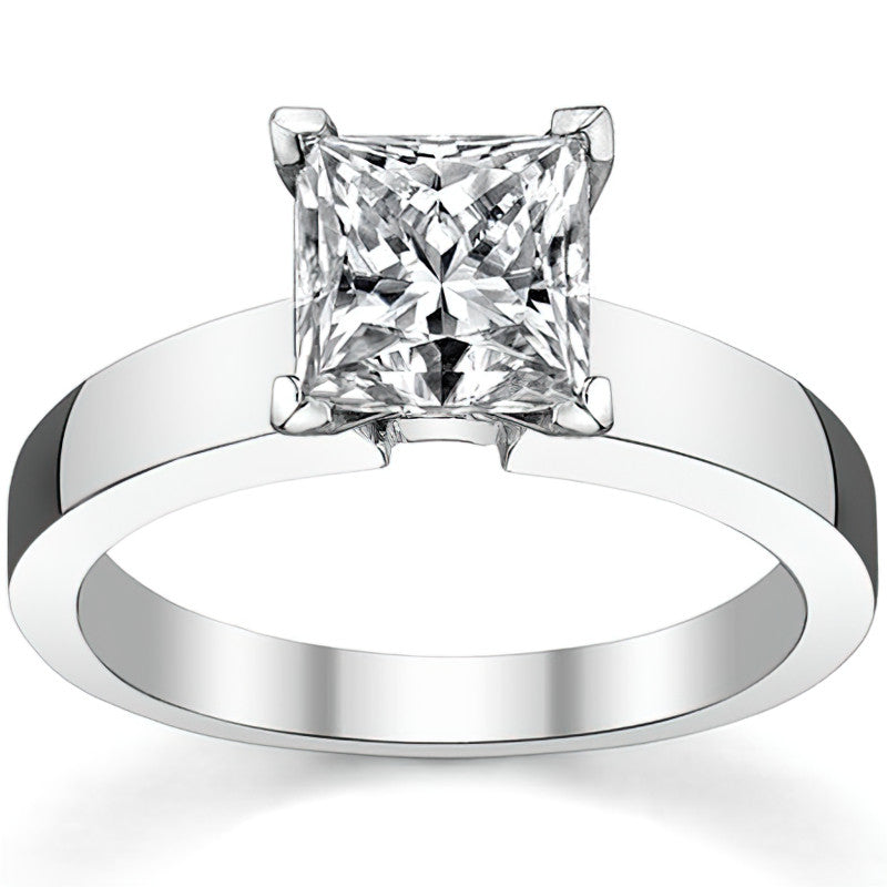 Flat Shoulder Moissanite Solitaire Ring Setting