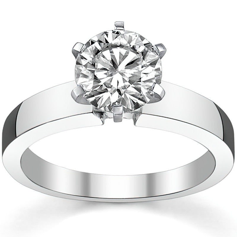 Flat Shoulder Moissanite Solitaire Ring Setting