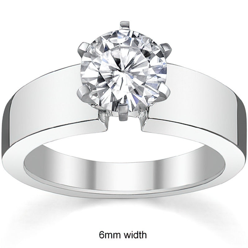 Flat Shoulder Moissanite Solitaire Ring Setting