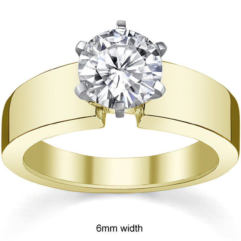 Flat Shoulder Moissanite Solitaire Ring Setting