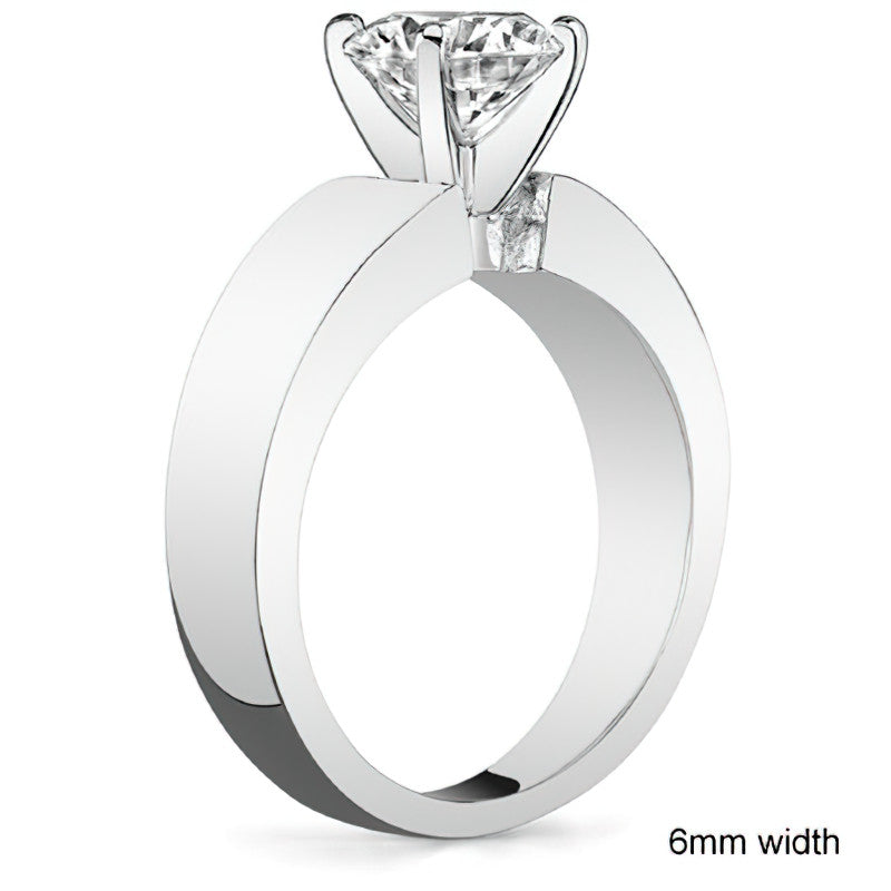Flat Shoulder Moissanite Solitaire Ring Setting