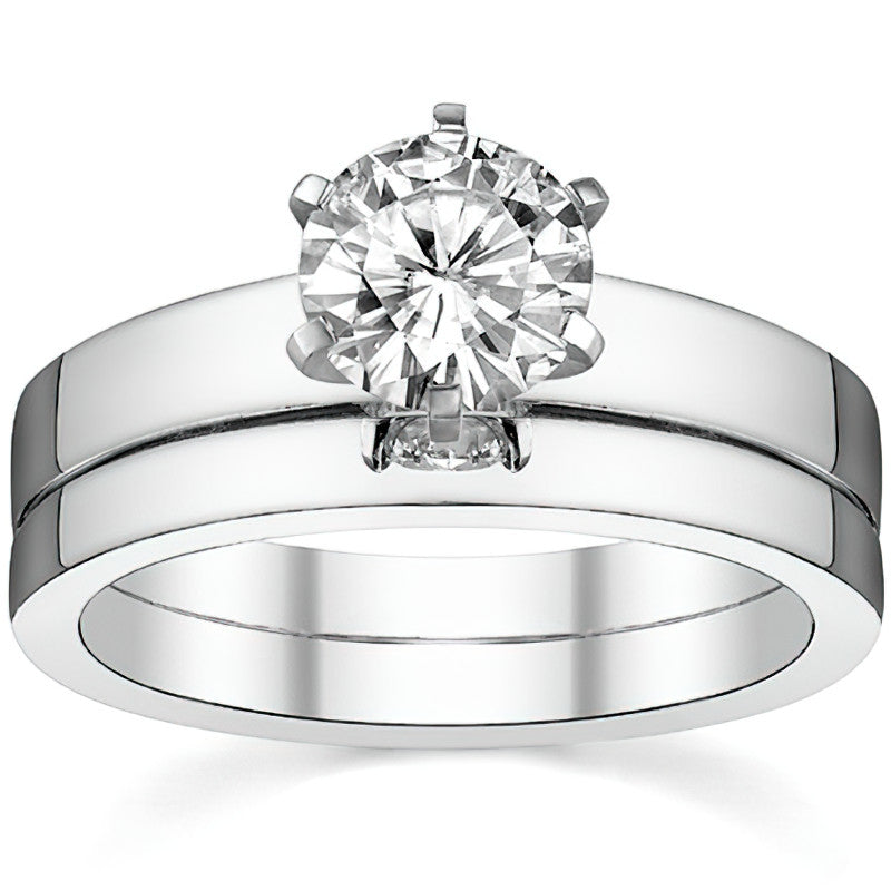 Flat Shoulder Moissanite Solitaire Ring Setting