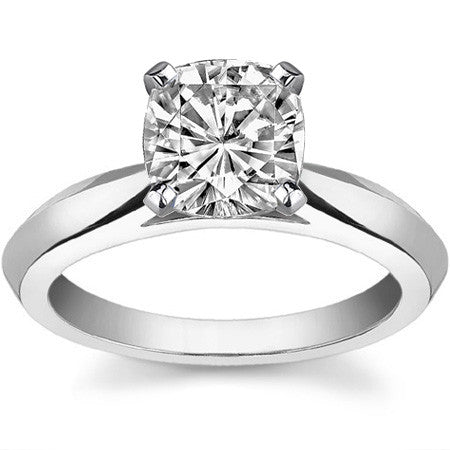 Knife-edge Cathedral Moissanite Solitaire; 14k / Platinum