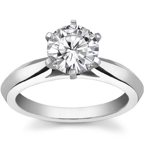 Knife-edge Cathedral Moissanite Solitaire; 14k / Platinum