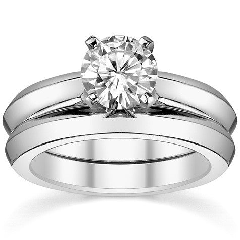 Knife-edge Cathedral Moissanite Solitaire; 14k / Platinum