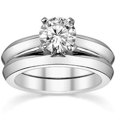 Knife-edge Cathedral Moissanite Solitaire; 14k / Platinum