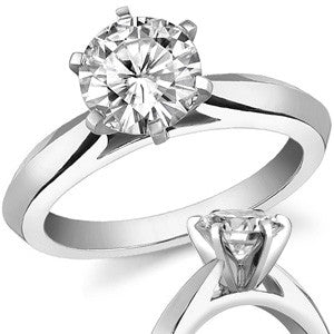 Knife-edge Cathedral Moissanite Solitaire; 14k / Platinum