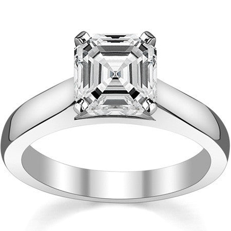 3.5mm Princess Cathedral Moissanite Solitaire Setting; 14k / Platinum