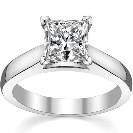 3.5mm Princess Cathedral Moissanite Solitaire Setting; 14k / Platinum