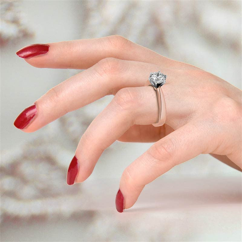 Tapered Moissanite Solitaire Ring