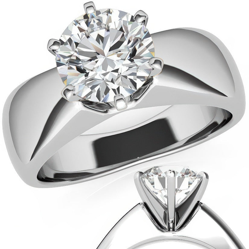 6mm Tapered Moissanite Solitaire Setting