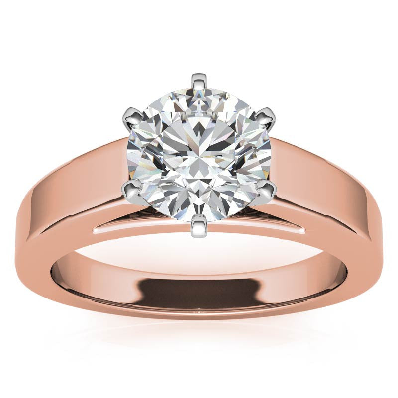 Cathedral Moissanite Flat Shoulder Solitaire Ring