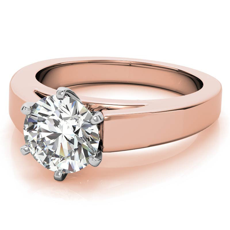 Cathedral Moissanite Flat Shoulder Solitaire Ring