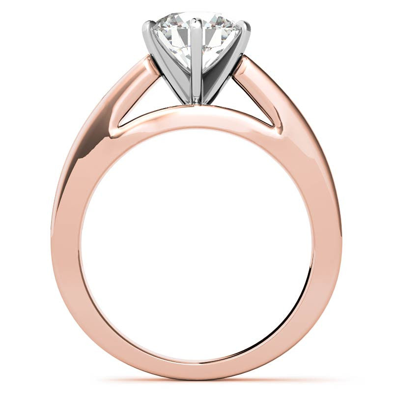 Cathedral Moissanite Flat Shoulder Solitaire Ring