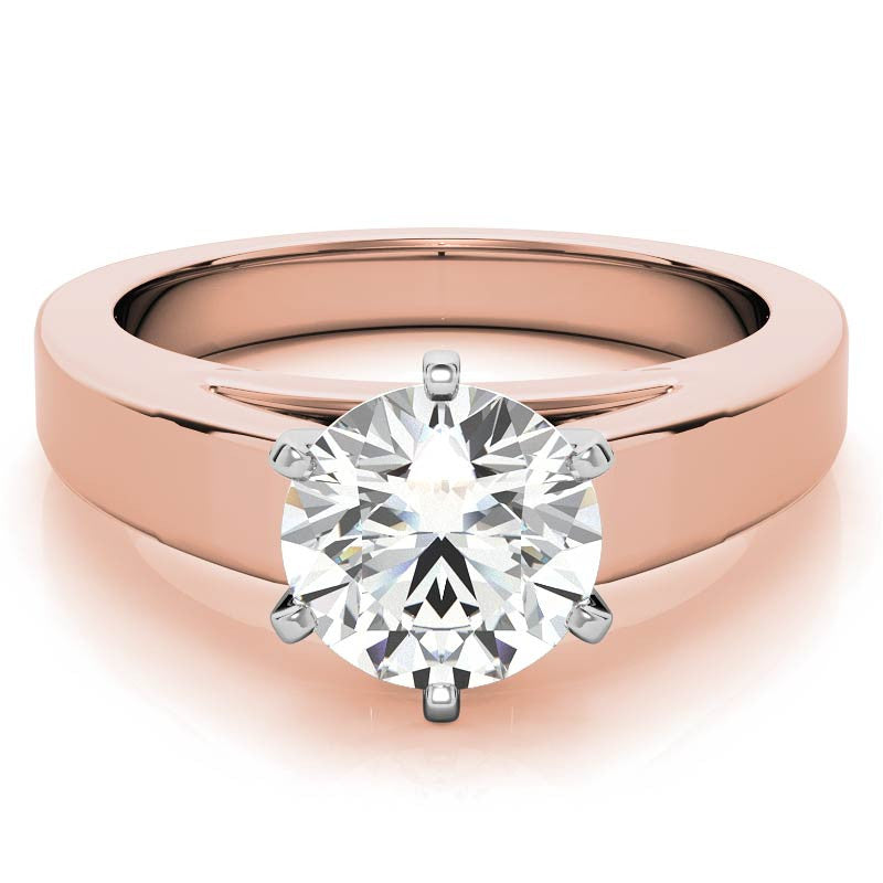 Cathedral Moissanite Flat Shoulder Solitaire Ring