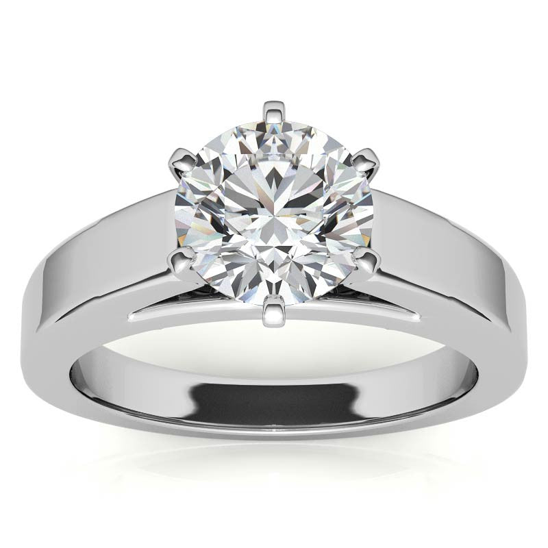 Cathedral Moissanite Flat Shoulder Solitaire Ring
