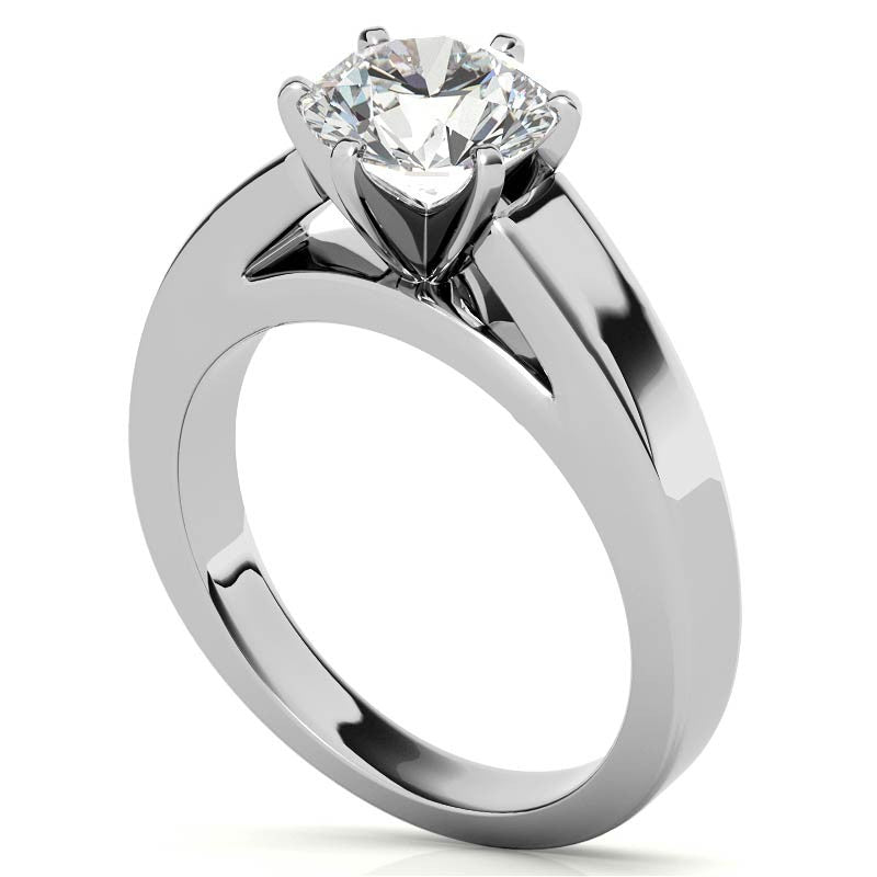 Cathedral Moissanite Flat Shoulder Solitaire Ring