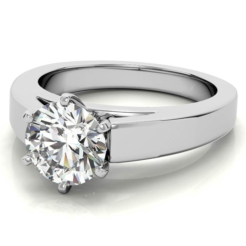 Cathedral Moissanite Flat Shoulder Solitaire Ring