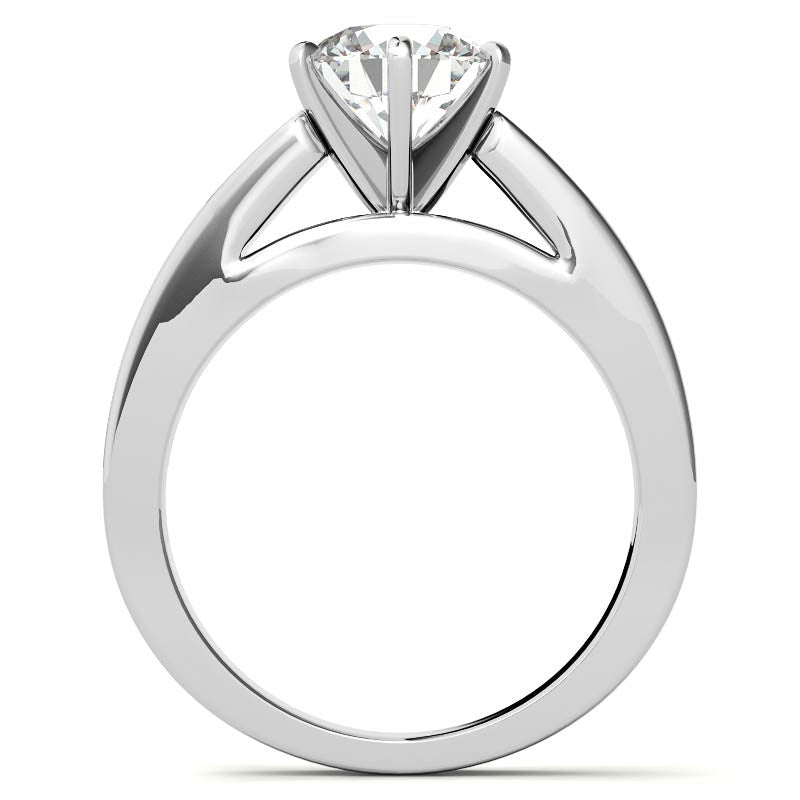 Cathedral Moissanite Flat Shoulder Solitaire Ring