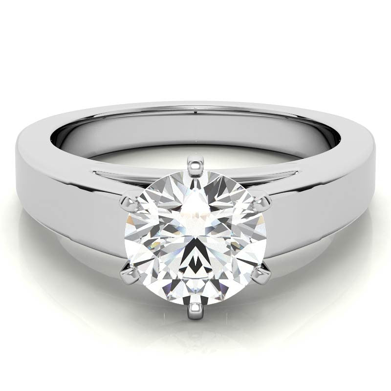 Cathedral Moissanite Flat Shoulder Solitaire Ring