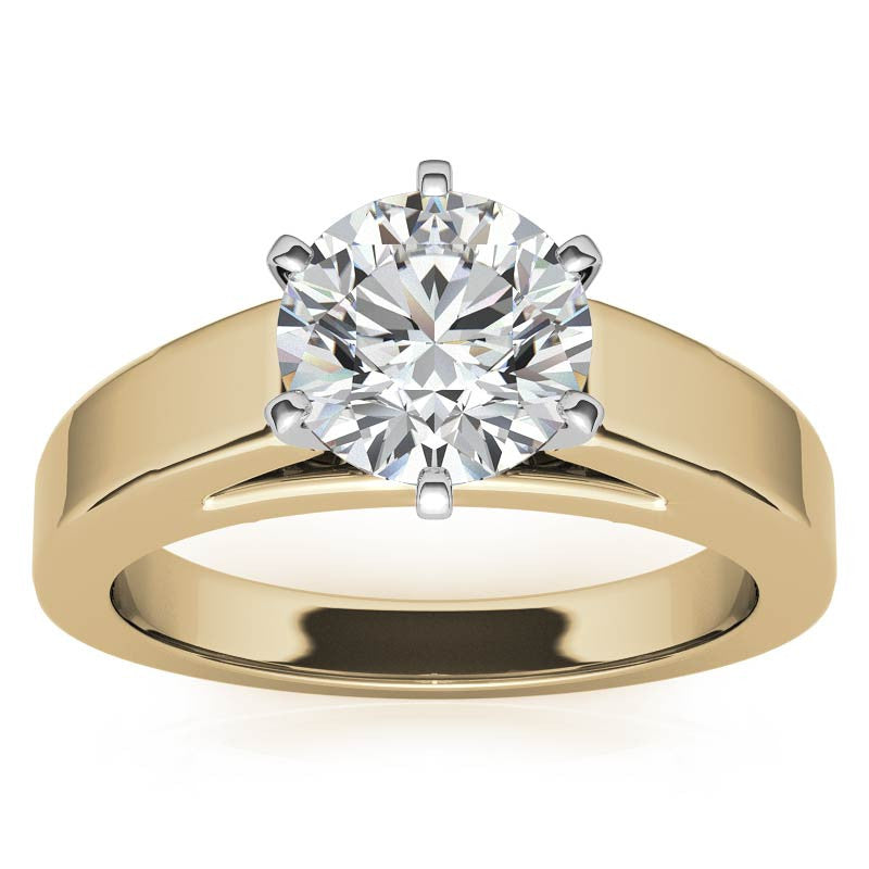 Cathedral Moissanite Flat Shoulder Solitaire Ring